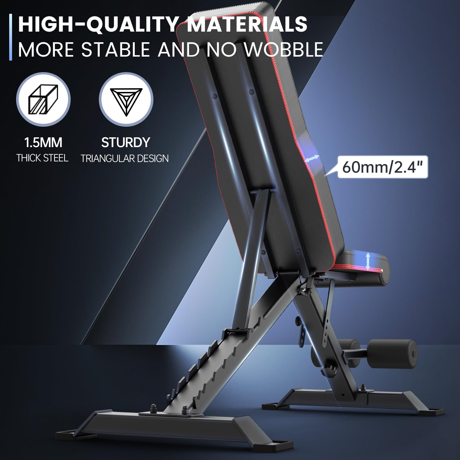 PASYOU Hantelbank Klappbare Trainingsbank mit 9x4x3 Verstellbaren Positionen Multi- Schrägbank als Bauch & Rückentrainer für zuhause, Max. 318kg Gewichtsbelastung